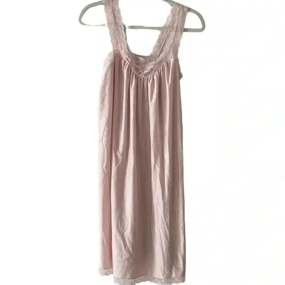 Shadowline pink lingerie nightgown lace